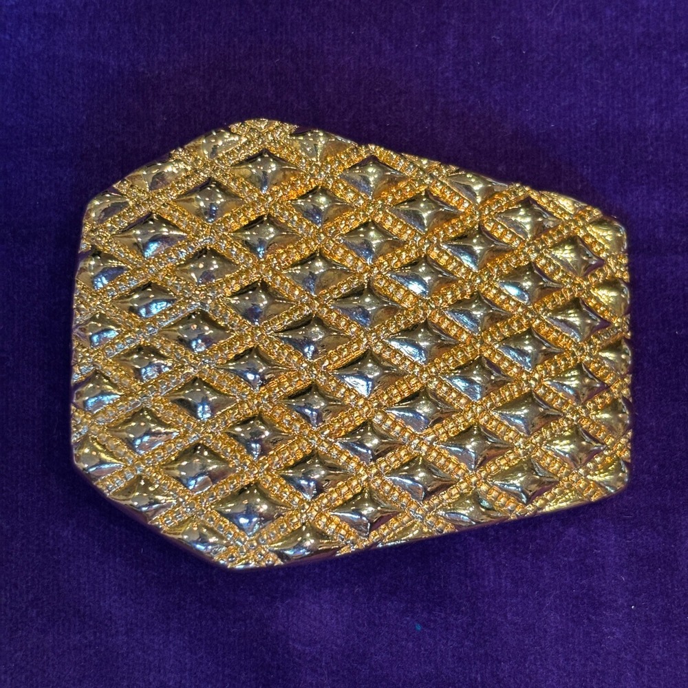 Day-Lor Vintage Quilted Diamond Gold Tone Belt Buckle